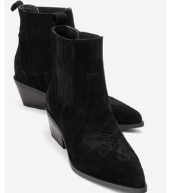 Resim Luvishoes Julıeta Siyah Süet Hakiki Deri Kadın Western Bot Siyah 
