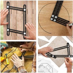 Resim Depolife Alüminyum Alaşımlı Açı Ölçer Cetvel Ölçüm Cihazı Kontur Şablon Delik Bulucu Ayarlı Cetvel 