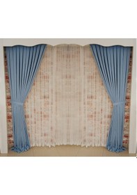 Resim Bebe Mavisi Renk Fon Kadife Perde Çift Kanat 1/3 Sık Pileli Dikim V-32 Bebek Mavisi 