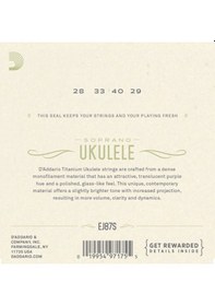 Resim D'addario Ej87S Titanium Ukulele. Soprano Takım Tel Ukulele Teli 