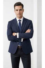 Resim Plus Scorpion Slim Fit Mikro Desenli Erkek Ceket Yazlık Pike Kumaş Çift Yırtmaç Blazer 
