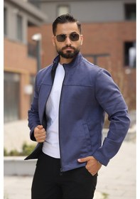 Resim Basic Baharlık Süet Ceket - Sade Ve Şık Stil Lacivert Süet 