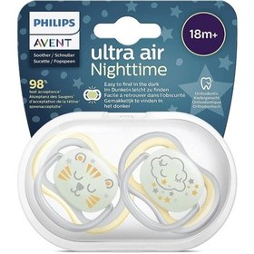 Resim Philips Avent Scf376/01 Ultra Air Silikon Emzik 2li 18+ Ay Nighttime Desenli 