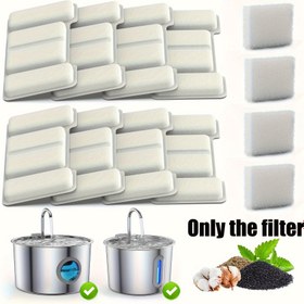 Resim Kedi Su Çeşmesi için 2.2L/74oz Paslanmaz Çelik Filtre Seti - 8 Adet Kartrij ve 4 Adet Pompa Filtresi Dahil (Sadece Filtre Setleri) 