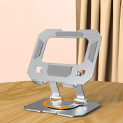 Resim ayarlanabilir ve katlanabilir karbon çelik tablet standı - iPad, telefonlar ve küçük cihazlar için masaüstü döner tutucu, çok açılı görüntüleme, şık modern tasarım, tablet tutucu stand 