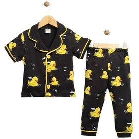 Resim Ördek Baskılı Yazlık Pijama Takımı -1162 Siyah 