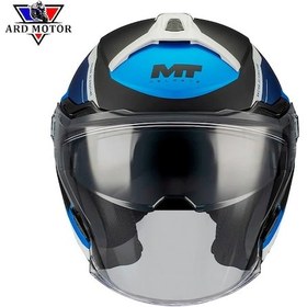 Resim Mt Helmets Cosmo Sv Icarus B7 Mat Güneş Vizörlü Yarım Kask Mavi 
