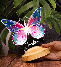 Resim Renkli Kelebek Kişiye Özel Led Lamba, Kelebek Tasarımlı Gece Lambası, Kelebek Desenli LED Lamba 