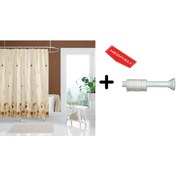 Resim Zethome Banyo Duş Perdesi 6022 120x200 Perde Borusu Askı Aparatı 90x130 Hediyeli 