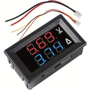 Resim Dijital LED Voltmetre Ampermetre 0.71cm - Kırmızı & Mavi Multimetre Ekranı, DC Gerilim ve Akım Test Cihazı, 0-100V 10A, Yüzey Panel Montajı 
