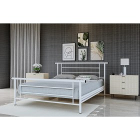 Resim Metalia Gm 412 Zambak Çift Kişilik Metal Karyola Beyaz 140X190 
