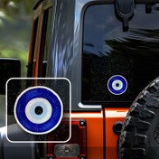 Resim Kötü Göz Vinil Sticker - Araba Tamponları, Pencereler, Dizüstü Bilgisayarlar, Kamyonlar, Vanlar, Su Şişeleri, Kitaplar için Dayanıklı, Kendinden Yapışkanlı Karikatür Tasarımı - Su Geçirmez ve Tekrar Kullanılabilir, Beyaz ve Siyah Desenli Canlı Mavi, Su Geçirmez Sticker | Canlı Sticker | Dayanıklı Sticker, Kötü Göz 