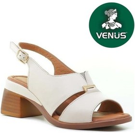 Resim Venüs 2311510y Kadın Hakiki Deri Tokalı Kalın Topuk Comfort Sandalet Bej 