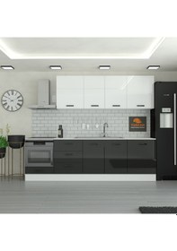 Resim 280 Cm Mutfak Dolabı Mdf Kapak Tezgah Dahil Yrkn280 99 Siyah 