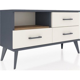 Resim Arges Şifonyer Tek Raflı 3 Çekmeceli 88x30x48 Antrasit-çam/aytaşı Çam/aytaşı 