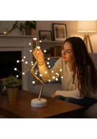 Resim Uslucan Alışveriş Masaüstü Boncuklu Şarjlı Ağaç Lamba 