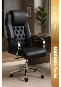 Resim Burea Siyah Deri Yönetici Koltuğu Makam Koltuğu Ofis Koltuğu Siyah 