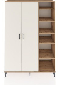 Resim Hyperion Dolap 7 Raflı 2 Kapaklı Tek Askılı 132x44x195 Çam-aytaşı/çam Aytası/atlas Çam 