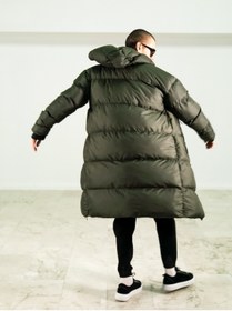 Resim Erkek Oversized Uzun Haki Şişme Mont 