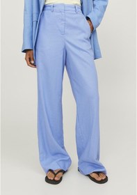 Resim Jack & Jones Kadın Pileli Keten Pantolon - Mary 12249985 Silver Lake Blue Mavi 