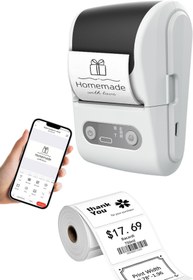 Resim SİLVERROOM Etiket Yazıcı Kablosuz Taşınabilir Bluetooth, USB Şarjlı, Android, Ios Ve Pc 