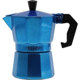 Resim PremiumPort Mavi Alüminyum Piccolo Moka Pot 6 Fincan, Şıklık ve Fonksiyonellik 