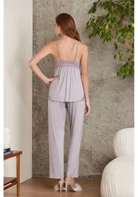 Resim Pierre Cardin 2820 Kadın Royal Dantelli Penye 3'lü Sabahlıklı Pijama Takım 