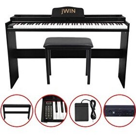 Resim Jwin SDP-92 Tuş Hassasiyetli 88 Tuşlu Kapaklı Dijital Piyano + Tabure - Siyah 