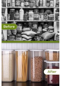 Resim Vienev Etiketli 25'li Silikon Kapak Bakliyat Ve Baharat Saklama Kabı Beyaz Beyaz 