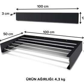 Resim Ayz Belize 100 cm Design Kurutmalık Çamaşır Askısı Duvara Monte Katlanabilir Çamaşırlık Antrasit 
