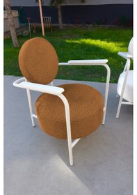 Resim Azra Mobilya Venüs Koltuk Takımı Beyaz İskelet Modern Koltuk Seti Ofis Ve Ev Kullanımı Soft Kumaş Kiremit 