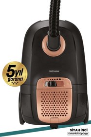 Resim GoldMaster Siyah Inci 4 Litre Kapasiteli Yıkanabilir Toz Torbalı Hız Ayarlı Elektrikli Süpürge Siyah Gold 