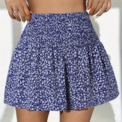 Resim 1pc Şık Kadınlar İçin Çiçekli Polyester Etek - Şeritli Bel, Dokuma Kumaş, İlkbahar/Yaz/Sonbahar Modası Kısa Etek 