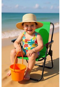 Resim Exent 140 Kg Kapasiteli Katlanır Kamp Sandalyesi Ve 2-6 Yaş Lüx Çocuk Piknik Sandalyesi-yeşil Kırımızı 