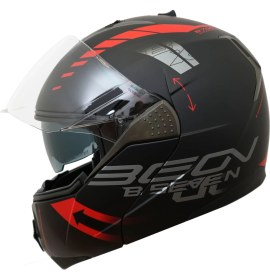 Resim Beon B700 Çene Açılır Kask Kırmızı - Mat Siyah 