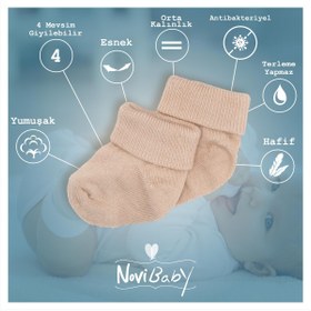 Resim Novibaby 3'lü Bambu Yenidoğan Bebek Çorap I Spring I Kız Erkek Bebek Çorabı 