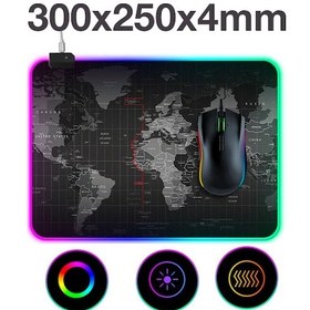 Resim Ally Dünya Desenli Rgb Led Işıklı Oyuncu Mouse Pad 300-250-4Mm 