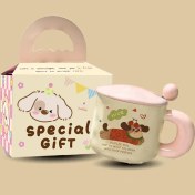 Resim Tosont Sevimli Karikatür Köpek Yavrusu Seramik Dak Yüksek Değerli Kupa Dak Kapaklı Kaşık Su Dağı Doğum Günü Hediyesi Kız Çocukları (Yurt Dışından) 