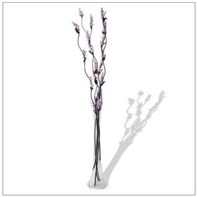 Resim Uzun Dalgalı 5 Adet Mor Üzüm Çiçek 80 Cm Derin Dengeli Cam Vazo 