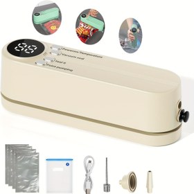 Resim USB Şarj Edilebilir Vakum Sızdırmazlık, 1200mAh Batarya, Çok Fonksiyonlu Ev ve Dış Mekan Vakum Sızdırmazlık, Şişirilebilir, Yerden Tasarruf Sağlayan Tasarım, Yiyeceklerin Tazeliği, Atıştırmalıklar, Et, Meyveler, Sebzeler İçin Uygun - ≤36V Çalışma Gerilimi 