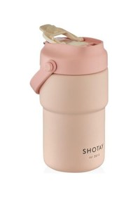Resim Shotay Askılı Mug Çelik Bardak 450ml Pastel Pembe Pembe 