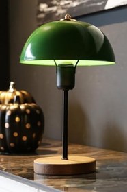 Resim Bohhem North Home Mantar Başlıklı Yeşil Metal Abajur Salon Ofis Cafe Işletme Masa Lambası Yeşil 