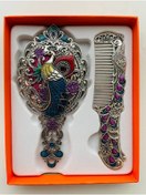 Resim GALATA GIFT Hediyelik Ayna Tarak Seti, Tavuskuşu, Metal, 15x12 