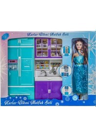 Resim Oyuncak Anlily Karlar Ülkesi Mutfak Seti Bebekli Buzdolabı Lavabo 