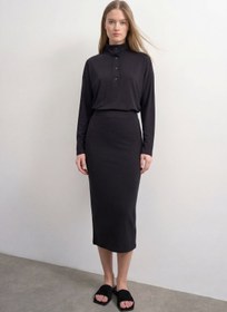 Resim Siyah Yüksek Bel Modal Slim Fit Kalem Etek - M / Kahverengi 