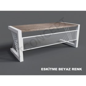 Resim NT Concept Alfa Eskitme Beyaz Renk Masif Ahşap Ofis Ve Çalışma Masası(75cm-160cm) 