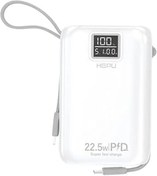 Resim STOREMAX ELZ HP-A01 10.000 mAh 22.5W Dijital Led Göstergeli Dahili Kablolu Powerbank Hızlı Şarj Destekli 