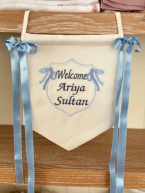 Resim Kişiye Özel İsimli Keten Banner / Kapı Süsü Çelenk - Bebek İsmi 