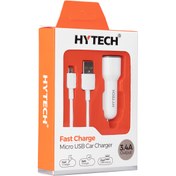 Resim Hytech Hy-x42 3.4a Hızlı Şarj Microusb Kablolu 2 Usb Beyaz Araç Şarj Cihazı 