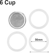 Resim Silikon Contalar Paslanmaz Filtre Değiştirme Seti Huni Kitleri Moka Kahve Makinesi Için Yedek (6 fincan) 